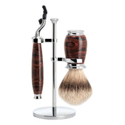 Barbersæt med Mach3 Skraber, Barberkost og Holder, Purist, Ebonite