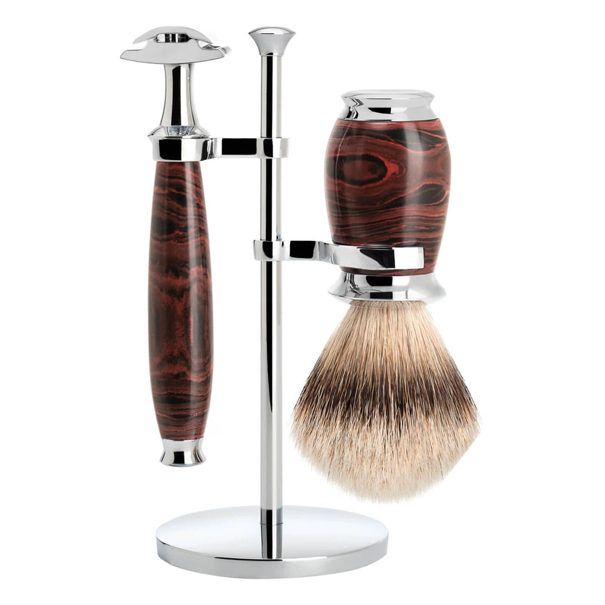 Mühle Purist barbersæt med DE-skraber, barberkost og holder