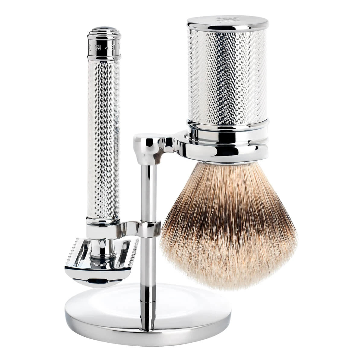Barbersæt med DE-skraber (åben kam), Barberkost og holder, Traditional