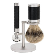 Barbersæt med DE-skraber, Barberkost og Holder, Rocca, Rustfrit stål