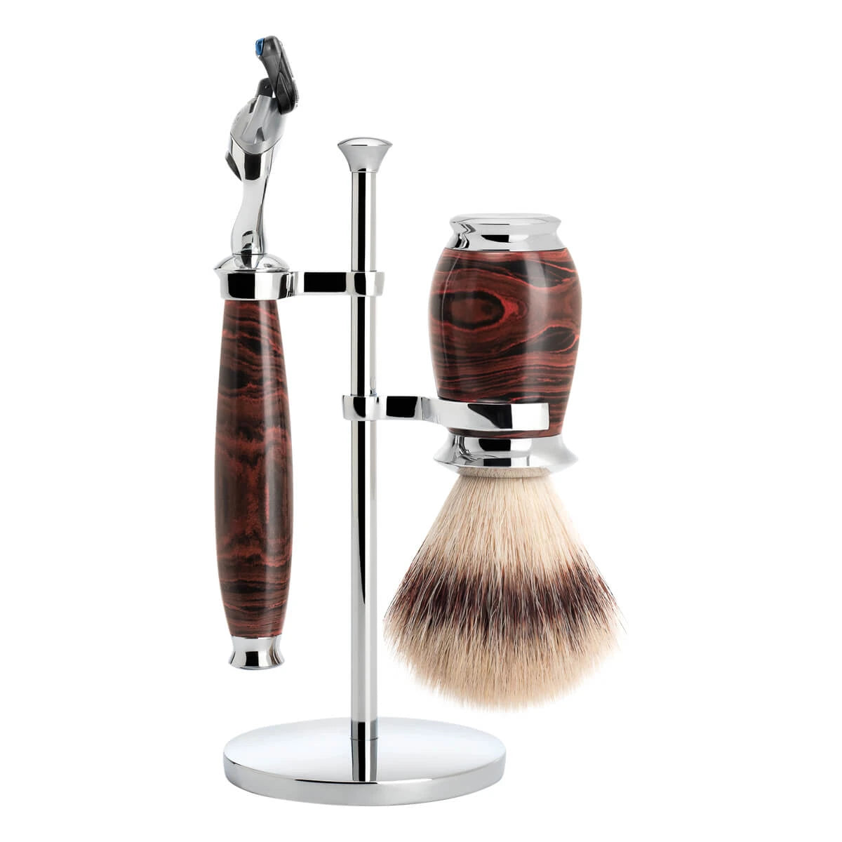 Barbersæt med Fusion Skraber, Silvertip Fibre® Barberkost og Holder, Purist, Ebonite