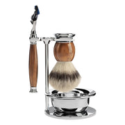 Barbersæt med Skraber, Fibre Barberkost, Holder og Skål, Sophist, Ironwood