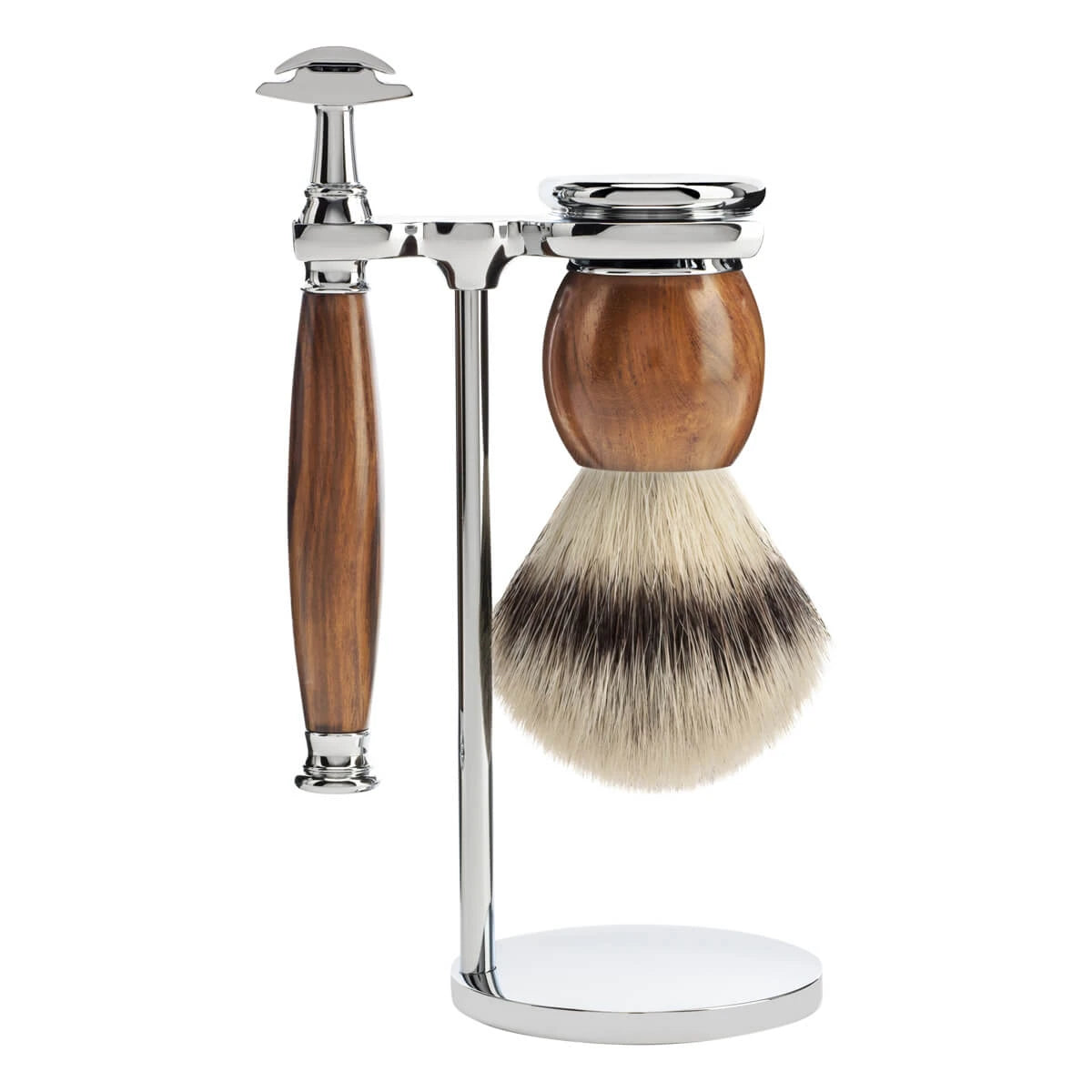 Barbersæt med DE-skraber, Fibre Barberkost og Holder, Sophist, Ironwood