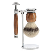 Barbersæt med DE-skraber, Fibre Barberkost og Holder, Sophist, Ironwood