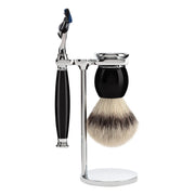 Barbersæt med Skraber, Barberkost og Holder, Sophist, Sort Kunstharpiks