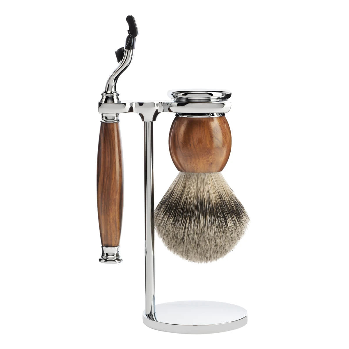 Barbersæt med Mach3 Skraber, Barberkost og Holder, Sophist, Ironwood