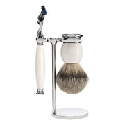 Barbersæt med Skraber, Silvertip Barberkost og Holder, Sophist, Porcelæn