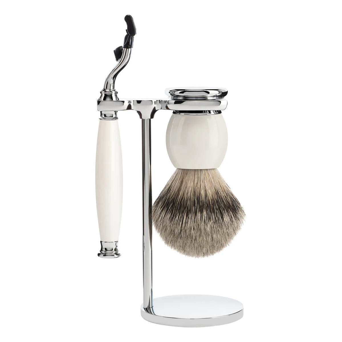 Barbersæt med Mach3 Skraber, Barberkost og Holder, Sophist, Porcelæn