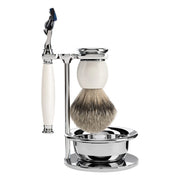 Barbersæt med Skraber, Silvertip Barberkost, Holder og Skål, Sophist, Porcelæn