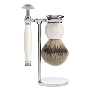 Barbersæt med DE-skraber, Barberkost og Holder, Sophist, Porcelæn