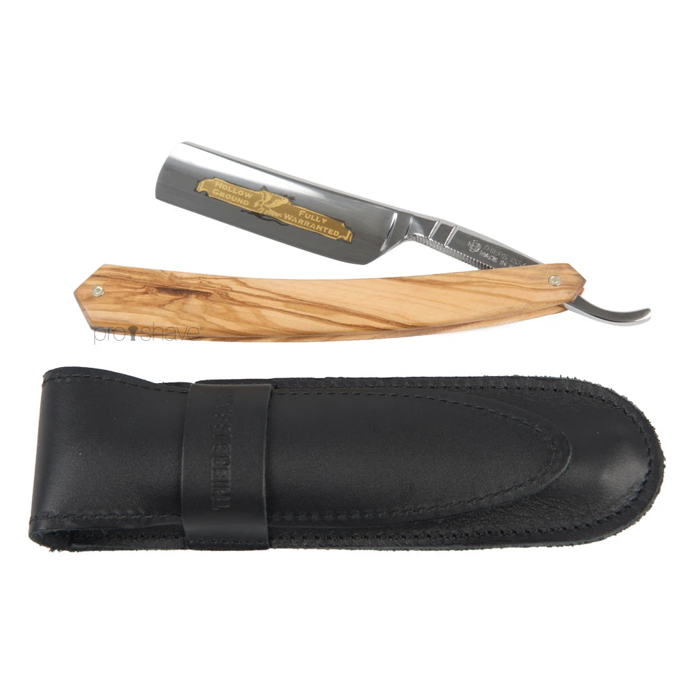 Straight Razor, 6/8 Round Nose, Eagle, Oliventræ