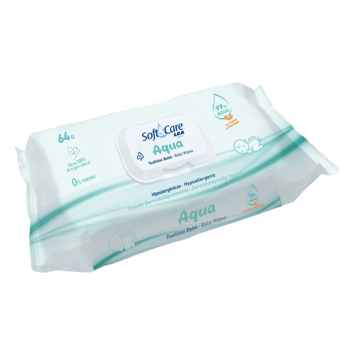 Soft & Care Wet Wipes, Parfumefri, 64 stk.
