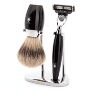 Barbersæt med Mach3 Skraber, Barberkost og Holder, Kosmo, Sort Kunstharpiks