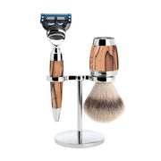 Barbersæt med Skraber, Fibre Barberkost og Holder, Stylo, Spalted Beech