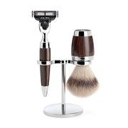Barbersæt med Mach3 Skraber, Fibre Barberkost og Holder, Stylo, African Blackwood
