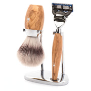 Barbersæt med Skraber, Barberkost og Holder, Kosmo, Oliventræ
