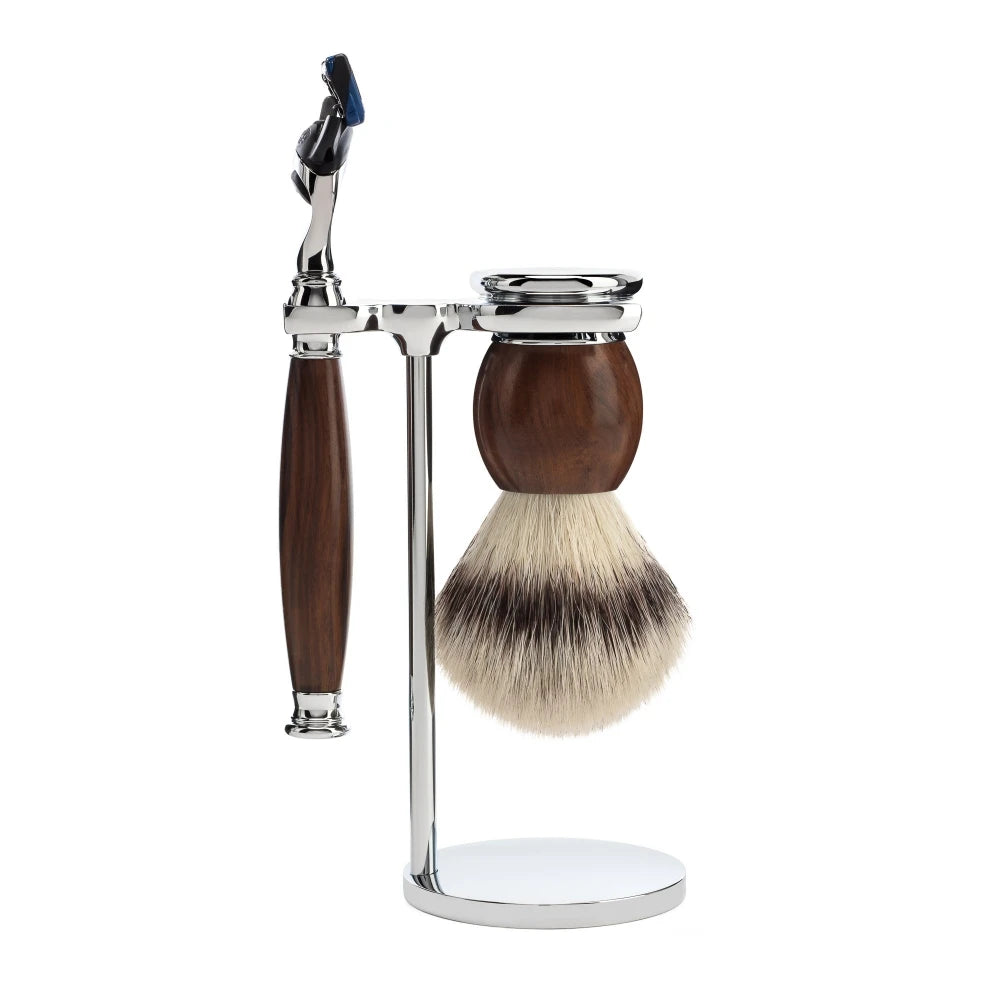Barbersæt med Skraber, Fibre Barberkost og Holder, Sophist, Ironwood