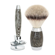Edition No. 3, Barbersæt med DE-skraber, Silvertip Fibre® Barberkost og Holder til skraber, Moseeg & Sterling Sølv