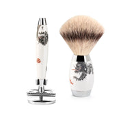 Meissen Porcelain Barbersæt med DE-Skraber, Silvertip Fibre® Barberkost og Holder til skraber, Porcelæn