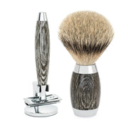 Edition No. 3, Barbersæt med DE-skraber, Silvertip Badger Barberkost og Holder til skraber, Moseeg & Sterling Sølv