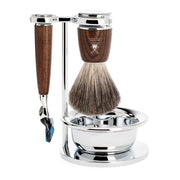 Barbersæt med Skraber, Barberkost, Holder og Skål, Rytmo, Ask