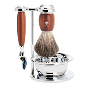 Barbersæt med Skraber, Barberkost, Holder og Skål, Vivo, Blommetræ