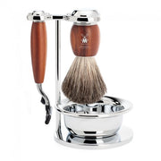 Barbersæt med Mach3 Skraber, Barberkost, Holder og Skål, Vivo, Blommetræ