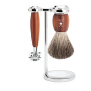 Barbersæt med DE-skraber, Barberkost og Holder, Vivo, Blommetræ
