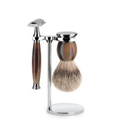 Barbersæt med DE-skraber, Barberkost og Holder, Sophist, Genuine Horn