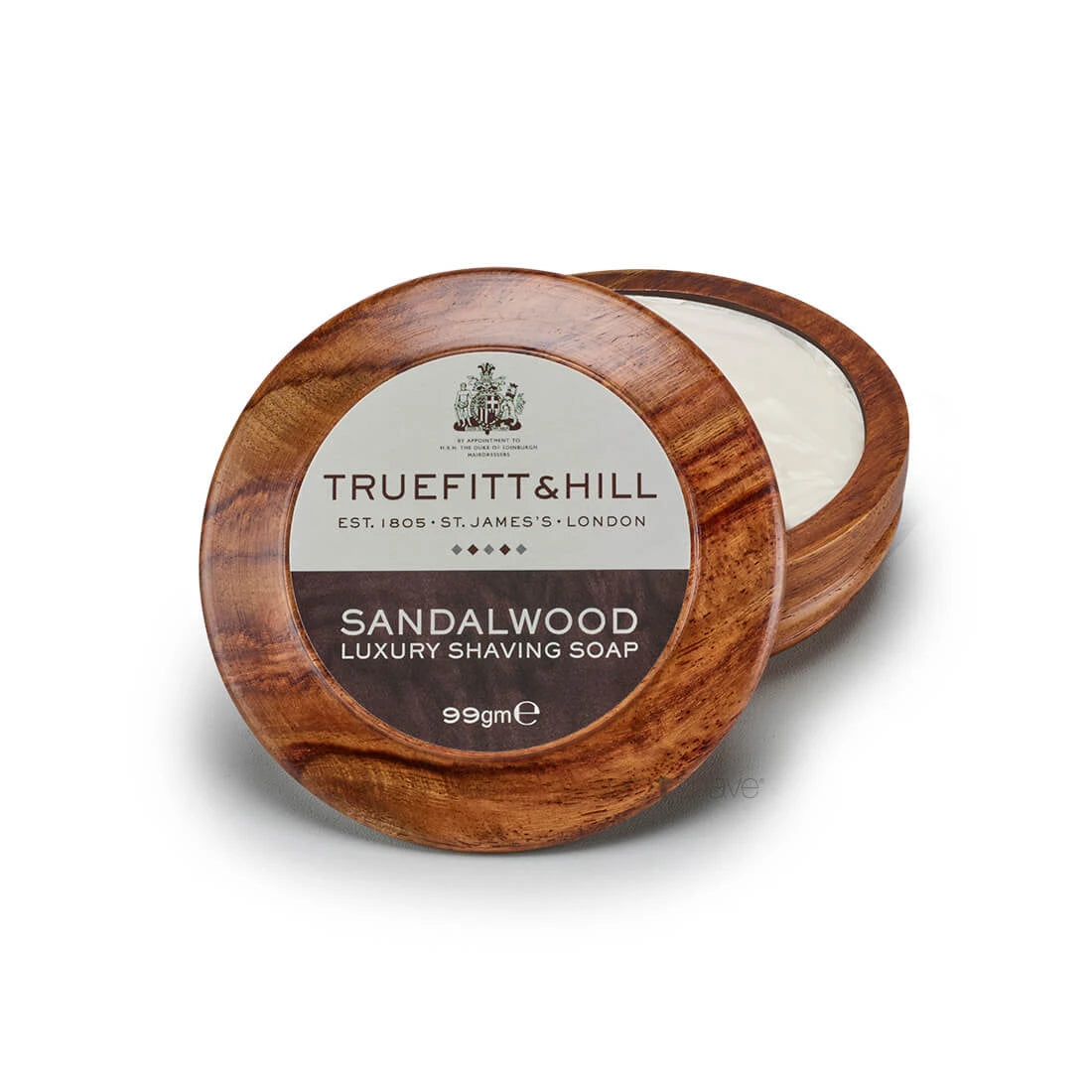 Barbersæbe i træskål, Sandalwood, 99 gr.