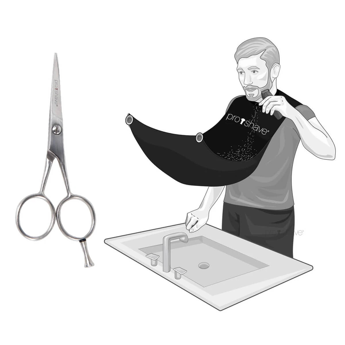Skægsæt med Skægsaks og Beard Cape