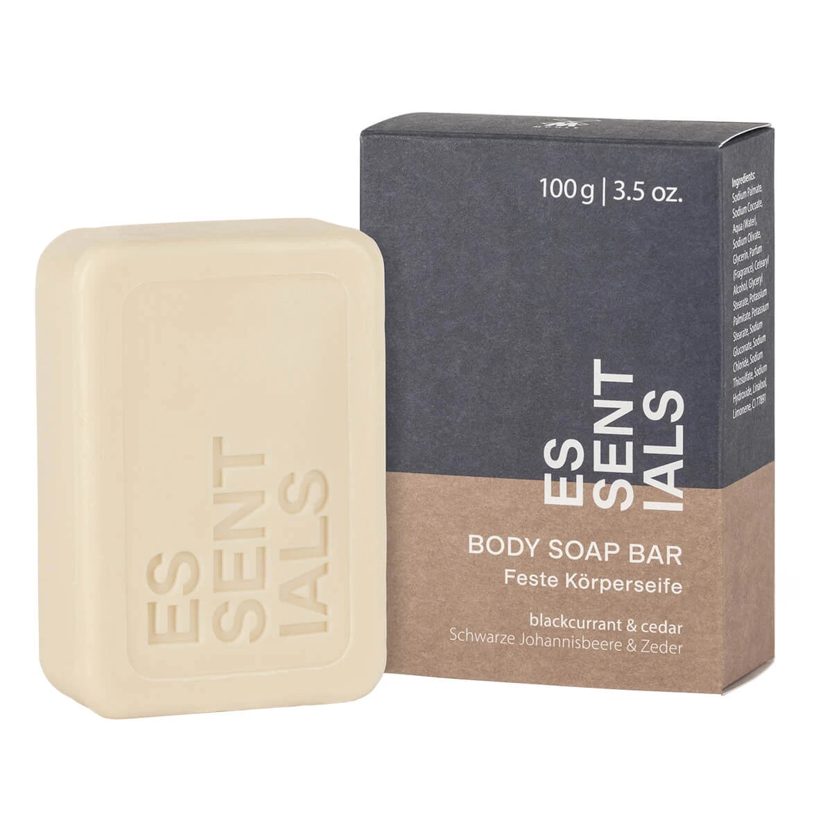 Body Bar Soap, Blackcurrant & Cedar, Essentials, 100 gr.