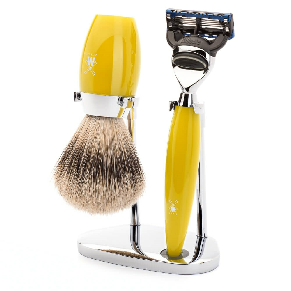 Barbersæt med Skraber, Barberkost og Holder, Kosmo, Citrus Kunstharpiks